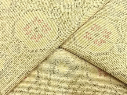 平和屋着物▽上質な紬　単衣　吉祥花文　正絹　逸品　AAAW7863fy