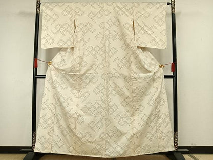 平和屋着物▽上質な紬 単衣 割付文 正絹 逸品 AAAW7864fy