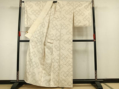 平和屋着物▽上質な紬 単衣 割付文 正絹 逸品 AAAW7864fy