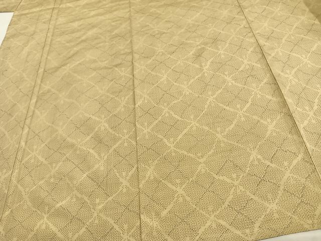 平和屋着物▽上質な紬　単衣　幾何学文様　正絹　逸品　AAAW7865fy