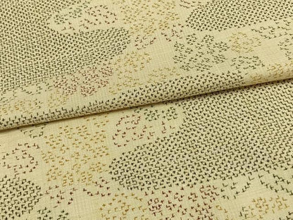 平和屋着物▽上質な紬　単衣　エ霞花文　正絹　逸品　AAAW7866fy