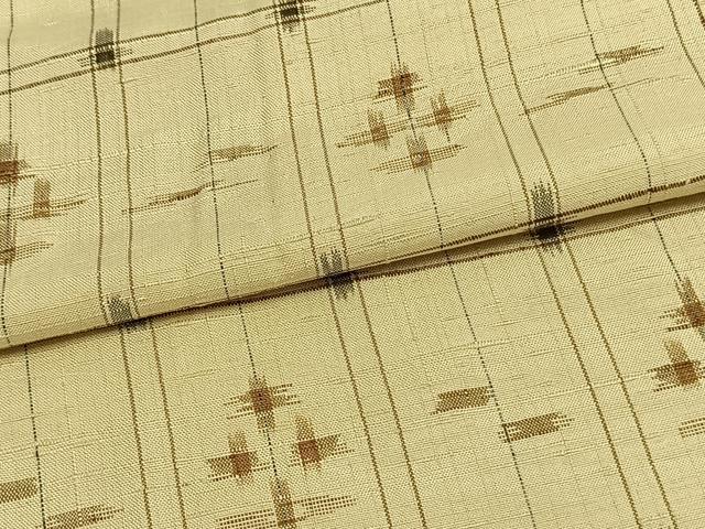 平和屋着物▽上質な紬 単衣 幾何学文様 正絹 逸品 AAAW7874fy