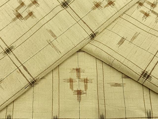 平和屋着物▽上質な紬 単衣 幾何学文様 正絹 逸品 AAAW7874fy