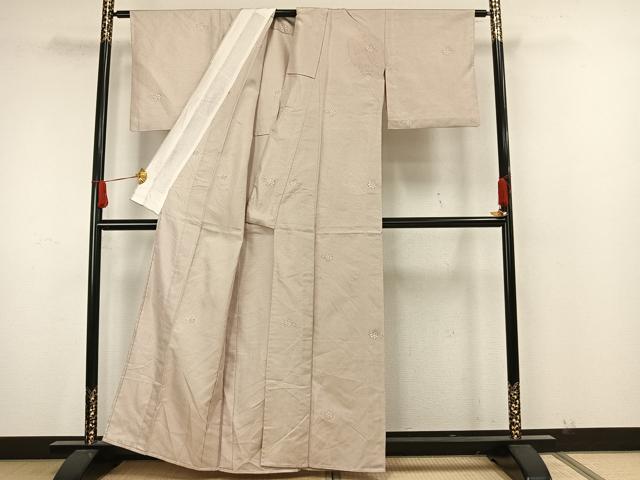 平和屋着物▽上質なお召 単衣 草花文 正絹 逸品 AAAW7878fy