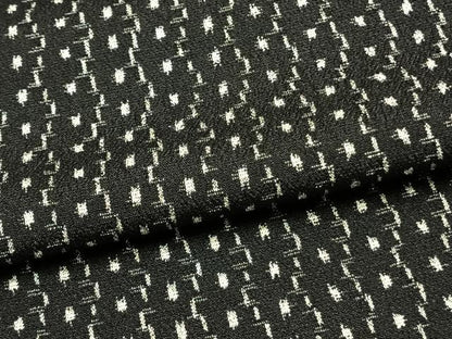 平和屋着物▽本塩沢 単衣 幾何学文様 黒地 正絹 逸品 AAAW7879fy