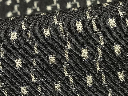 平和屋着物▽本塩沢 単衣 幾何学文様 黒地 正絹 逸品 AAAW7879fy