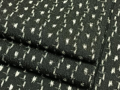 平和屋着物▽本塩沢 単衣 幾何学文様 黒地 正絹 逸品 AAAW7879fy