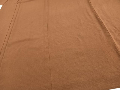 平和屋着物▽上質な色無地 単衣 変わり縞 枯茶色 正絹 逸品 AAAW7880fy