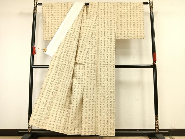平和屋着物▽上質な紬 単衣 琉球絣 正絹 逸品 AAAW7881fy