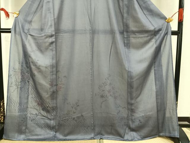 平和屋着物▽訪問着 無双 紗袷 紗×絽 手描き 草花文 正絹 逸品 AAAW7886fy