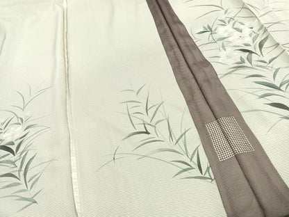 平和屋着物▽訪問着　無双　紗袷　紗×絽　手描き　草花文　ロング丈　正絹　逸品　AAAW7888fy