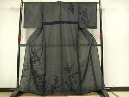 平和屋着物▽訪問着 無双 紗袷 紗×絽 手描き 草花文 正絹 逸品 未使用 AAAW7889fy