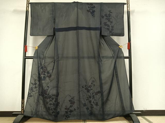 平和屋着物▽訪問着 無双 紗袷 紗×絽 手描き 草花文 正絹 逸品 未使用 AAAW7889fy