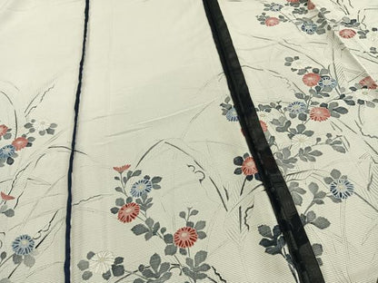 平和屋着物▽訪問着 無双 紗袷 紗×絽 手描き 草花文 正絹 逸品 未使用 AAAW7889fy