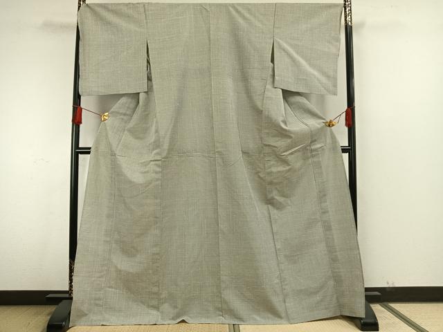 平和屋着物▽上質な小紋 単衣 格子 正絹 逸品 AAAW7894fy