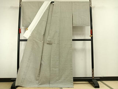 平和屋着物▽上質な小紋 単衣 格子 正絹 逸品 AAAW7894fy