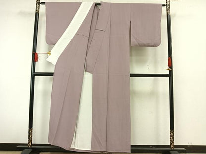 平和屋着物▽上質な色無地 単衣 薄葡萄色 正絹 逸品 AAAW7895fy