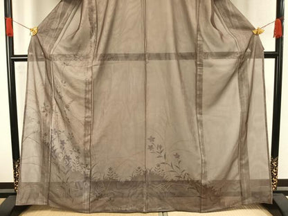 平和屋着物▽訪問着 無双 紗袷 紗×紗 手描き 草花文 正絹 逸品 AAAW7896fy