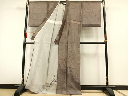平和屋着物▽訪問着 無双 紗袷 紗×紗 手描き 草花文 正絹 逸品 AAAW7896fy