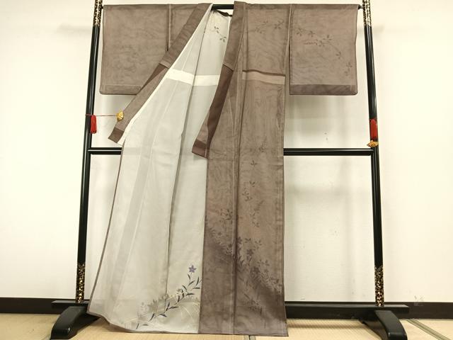 平和屋着物▽訪問着 無双 紗袷 紗×紗 手描き 草花文 正絹 逸品 AAAW7896fy