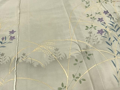平和屋着物▽訪問着 無双 紗袷 紗×紗 手描き 草花文 正絹 逸品 AAAW7896fy