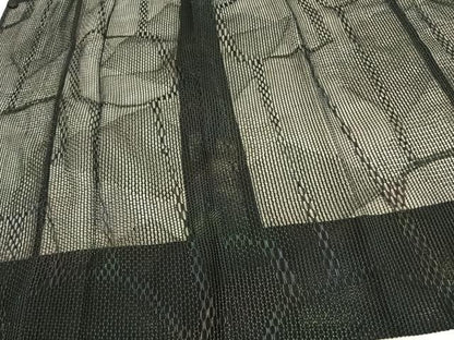 平和屋着物▽道行コート スリーシーズン 春夏秋 塵除け 幾何学文様 黒地 正絹 逸品 未使用 AAAW7902fy