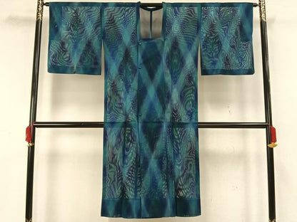 平和屋着物▽道行コート スリーシーズン 春夏秋 塵除け 霞文 ロング丈 正絹 逸品 AAAW7904fy