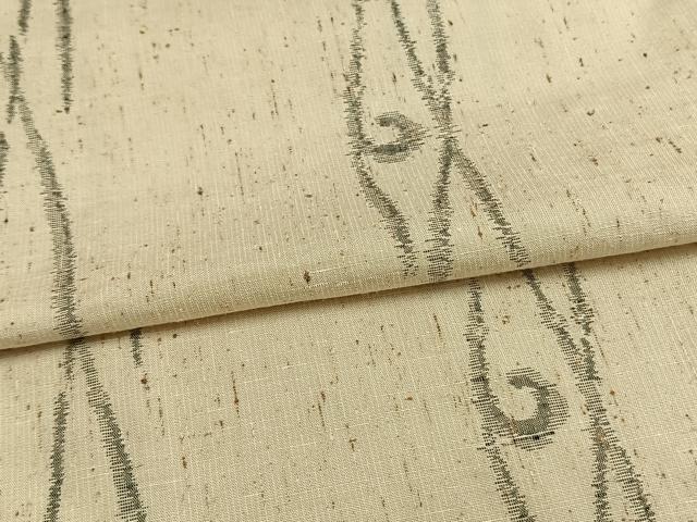 平和屋着物▽ぜんまい紬　単衣　幾何学文様　正絹　逸品　AAAW7906fy
