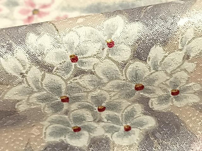 平和屋着物▽上質な小紋 単衣 手描き 草花文 金彩 正絹 逸品 AAAW7907fy