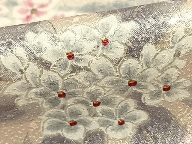 平和屋着物▽上質な小紋 単衣 手描き 草花文 金彩 正絹 逸品 AAAW7907fy