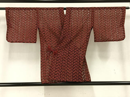 平和屋着物▽道中着 スリーシーズン 春夏秋 塵除け 紗袷 紗 葉尽くし 正絹 逸品 AAAW7909fy