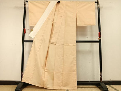 平和屋着物▽上質な紬 単衣 色無地 香色 正絹 逸品 AAAW7911fy