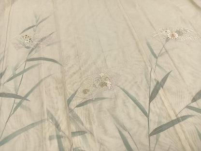 平和屋着物▽訪問着 無双 紗袷 紗×紗 刺繍 地紙花文 金銀糸 正絹 逸品 AAAW7912fy
