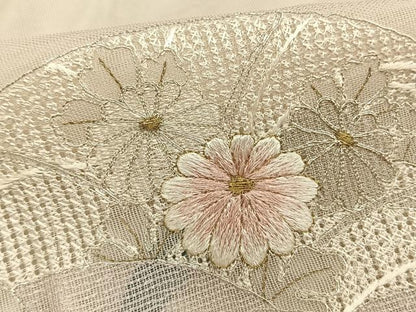平和屋着物▽訪問着 無双 紗袷 紗×紗 刺繍 地紙花文 金銀糸 正絹 逸品 AAAW7912fy