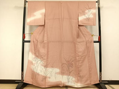 平和屋着物▽訪問着 無双 紗袷 紗×絽 手描き 草花文 正絹 逸品 AAAW7915fy