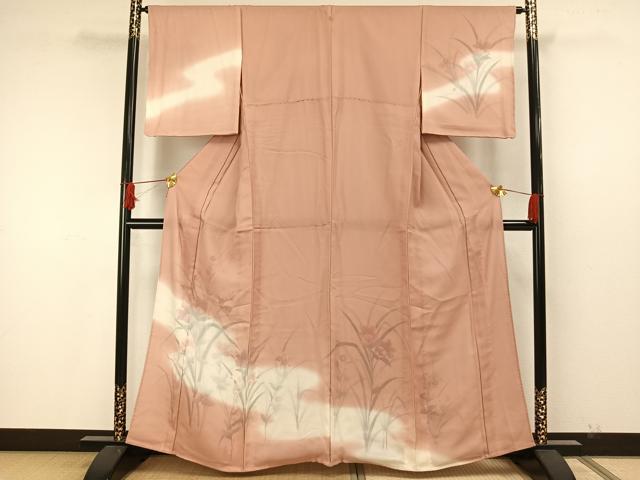 平和屋着物▽訪問着 無双 紗袷 紗×絽 手描き 草花文 正絹 逸品 AAAW7915fy