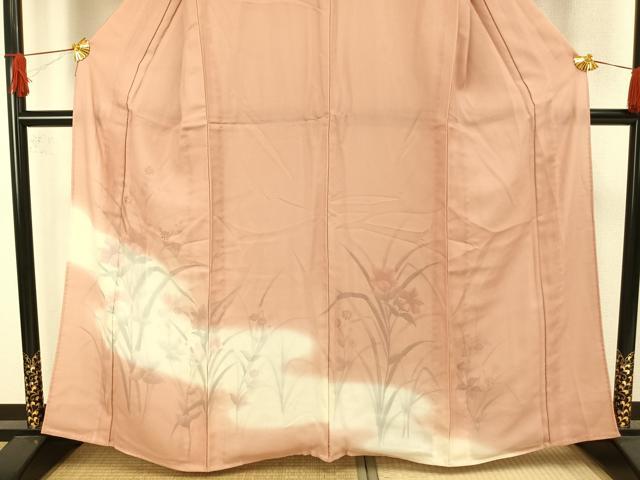 平和屋着物▽訪問着 無双 紗袷 紗×絽 手描き 草花文 正絹 逸品 AAAW7915fy