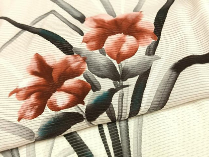 平和屋着物▽訪問着 無双 紗袷 紗×絽 手描き 草花文 正絹 逸品 AAAW7915fy