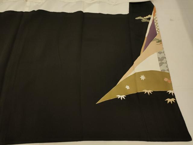 平和屋着物■豪華黒留袖 駒刺繍 飛鶴宝尽くし 金糸 金彩 正絹 逸品 AAAW8496fw