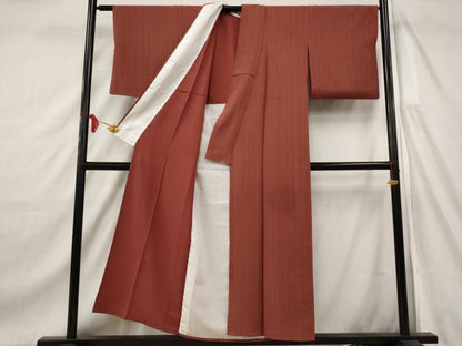 平和屋着物▽上質な小紋 単衣 縞 正絹 逸品 AAAW8567st