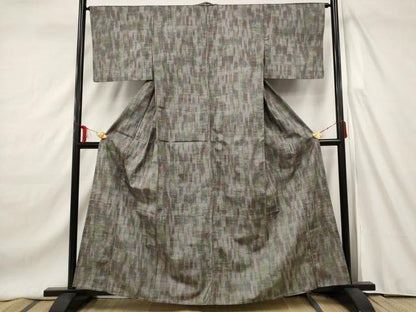 平和屋着物▽上質な紬 単衣 縞 正絹 逸品 AAAW8573st