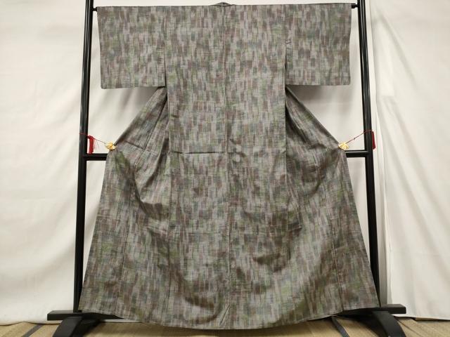 平和屋着物▽上質な紬 単衣 縞 正絹 逸品 AAAW8573st