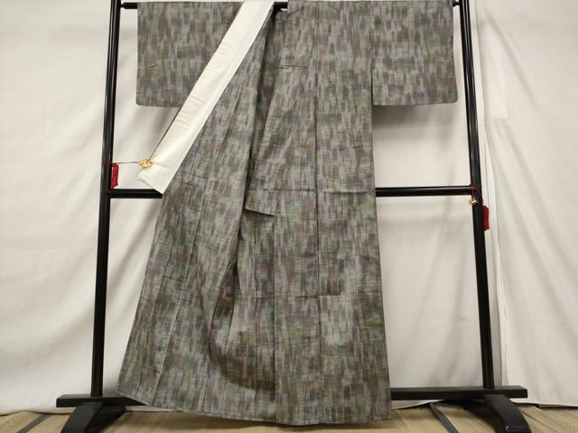 平和屋着物▽上質な紬 単衣 縞 正絹 逸品 AAAW8573st