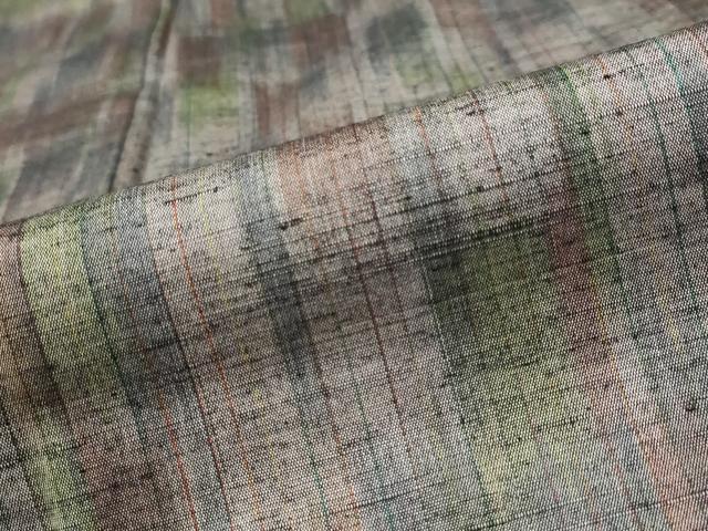 平和屋着物▽上質な紬 単衣 縞 正絹 逸品 AAAW8573st