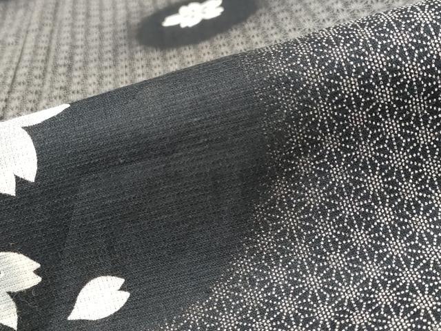 平和屋着物∴夏物 浴衣・小紋兼用 花丸文 黒地 洗える着物 AAAW8580st