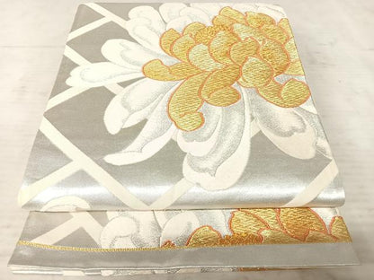 平和屋着物◎六通柄袋帯 菊文 金銀糸 正絹 逸品 AAAW8888yx