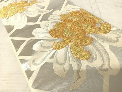 平和屋着物◎六通柄袋帯 菊文 金銀糸 正絹 逸品 AAAW8888yx