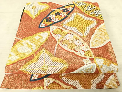 平和屋着物◎佐賀錦 六通柄袋帯 舞葉文 金糸 正絹 逸品 AAAW8889yx