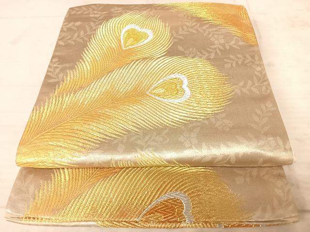 平和屋着物◎六通柄袋帯 孔雀羽文 金銀糸 正絹 逸品 AAAW8932yx