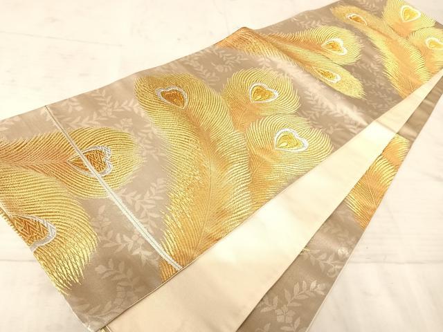平和屋着物◎六通柄袋帯 孔雀羽文 金銀糸 正絹 逸品 AAAW8932yx